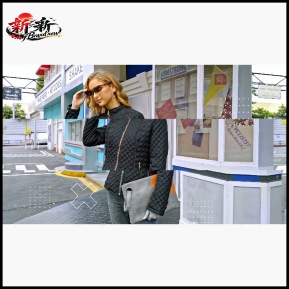 Faux Leather Jacket Studded Rivet Floral Moto Biker Short Lapel Coat - Picture 7 of 7